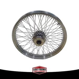 RODA DIANTEIRA  21" x 2.15" - 80 RAIOS / EIXO 1" - DISCO DUPLO (Chrome)